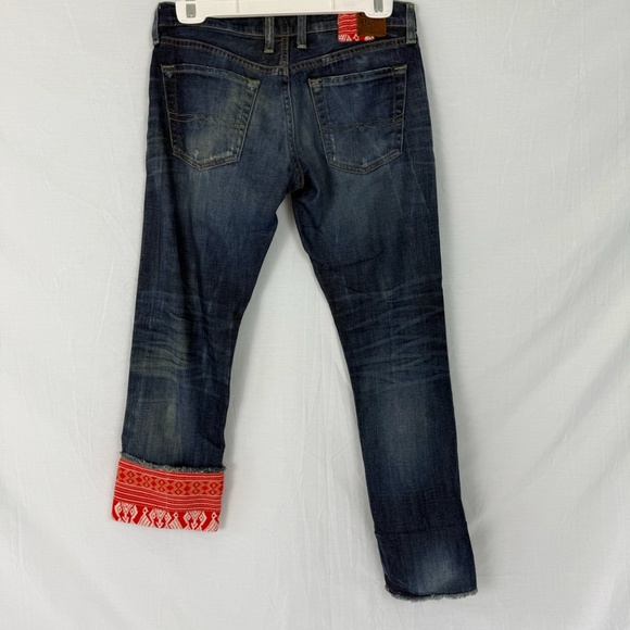 Lucky Brand Legend Sienna Tomboy Crop Sz 2/26 Red Fabric Cuffs - Picture 10 of 13